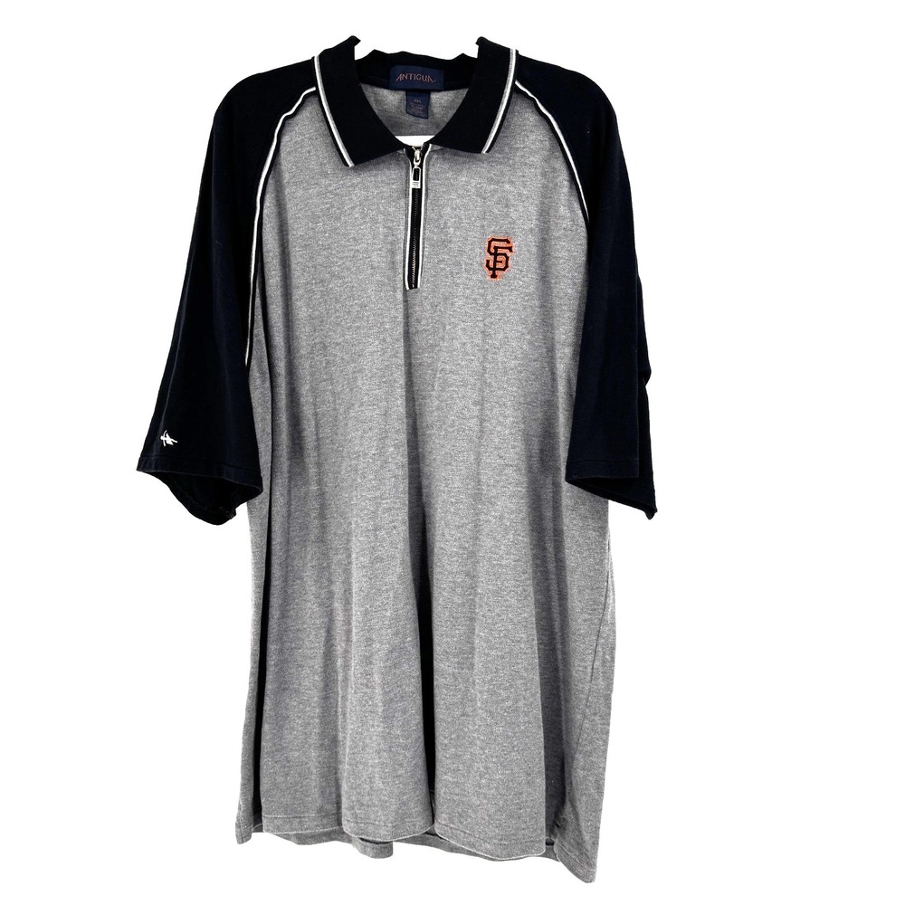 Antigua Golf Polo Shirt Men's XXL Gray 1/4‎ Zip San Francisco Giants Activewear
